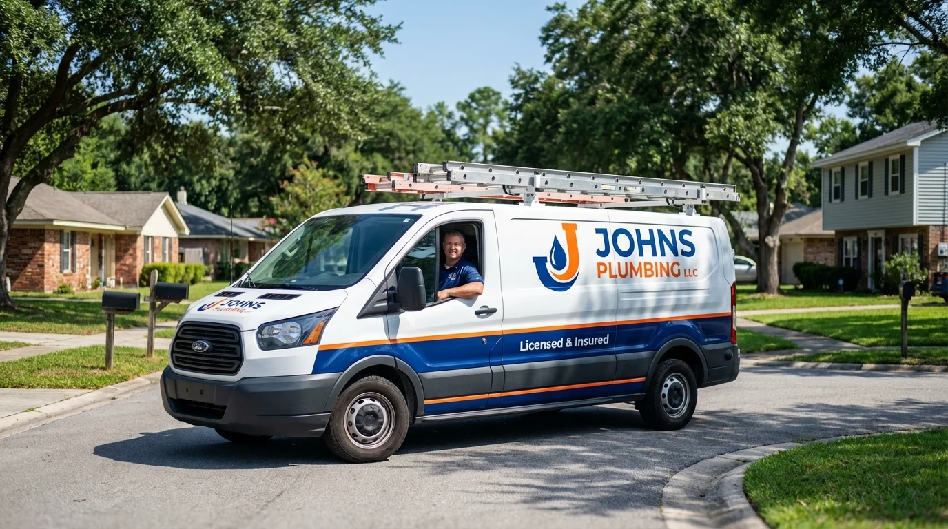 Johns Plumbing LLC service van in Sandwich, IL