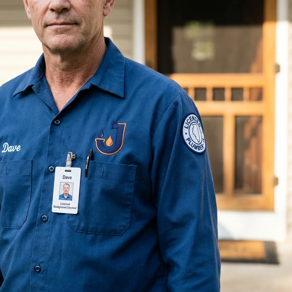 Licensed plumber showing ID badge in Sandwich, IL